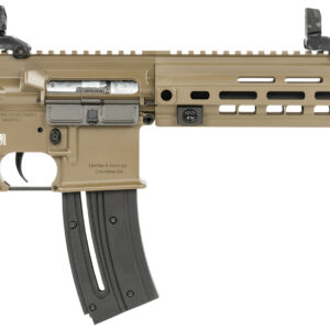 HK 81000531 416  Sports South Exclusive 22 LR 10+1 8.50" Black Steel Threaded Barrel, Flat Dark Earth Aluminum w/M-LOK & Picatinny Rail Receiver, Black Polymer Grip, Right Hand
